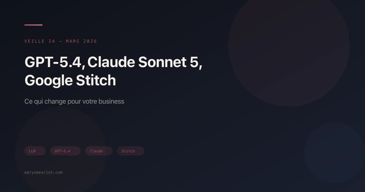 Veille IA — Mars 2026 : GPT-5.4, Claude Sonnet 5, Google Stitch et ce qui change pour votre business
